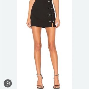 By the way Black Lace-Up Mini Skirt- medium